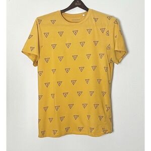 Guess Logo T-Shirt‎ Men's Small Yellow Blue AOP 90s Mallsoft Preppy